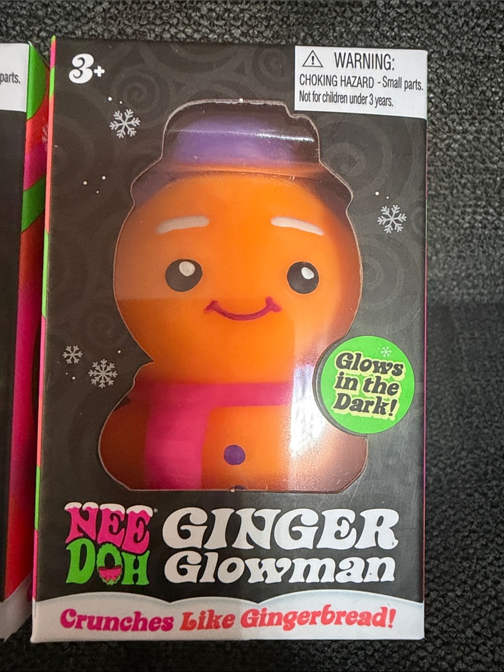 NeeDoh ULTRA RARE Ginger Glowman Squishmas Toy Orange with Pink, Green & Purple - Picture 4 of 10